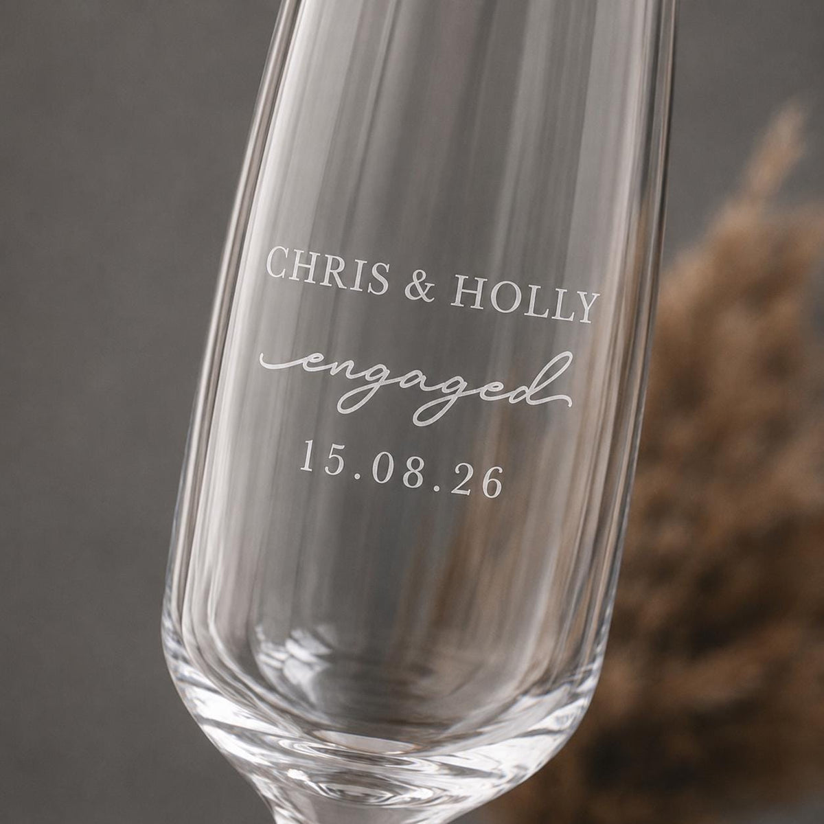 Personalised engagement glasses with Engaged wording and date