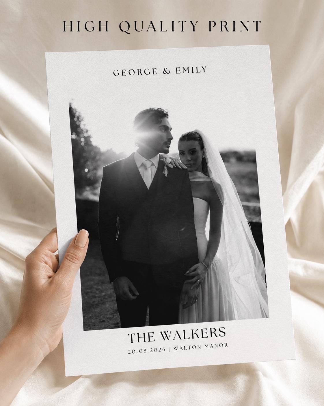 Personalised Black & White Wedding Photo Print