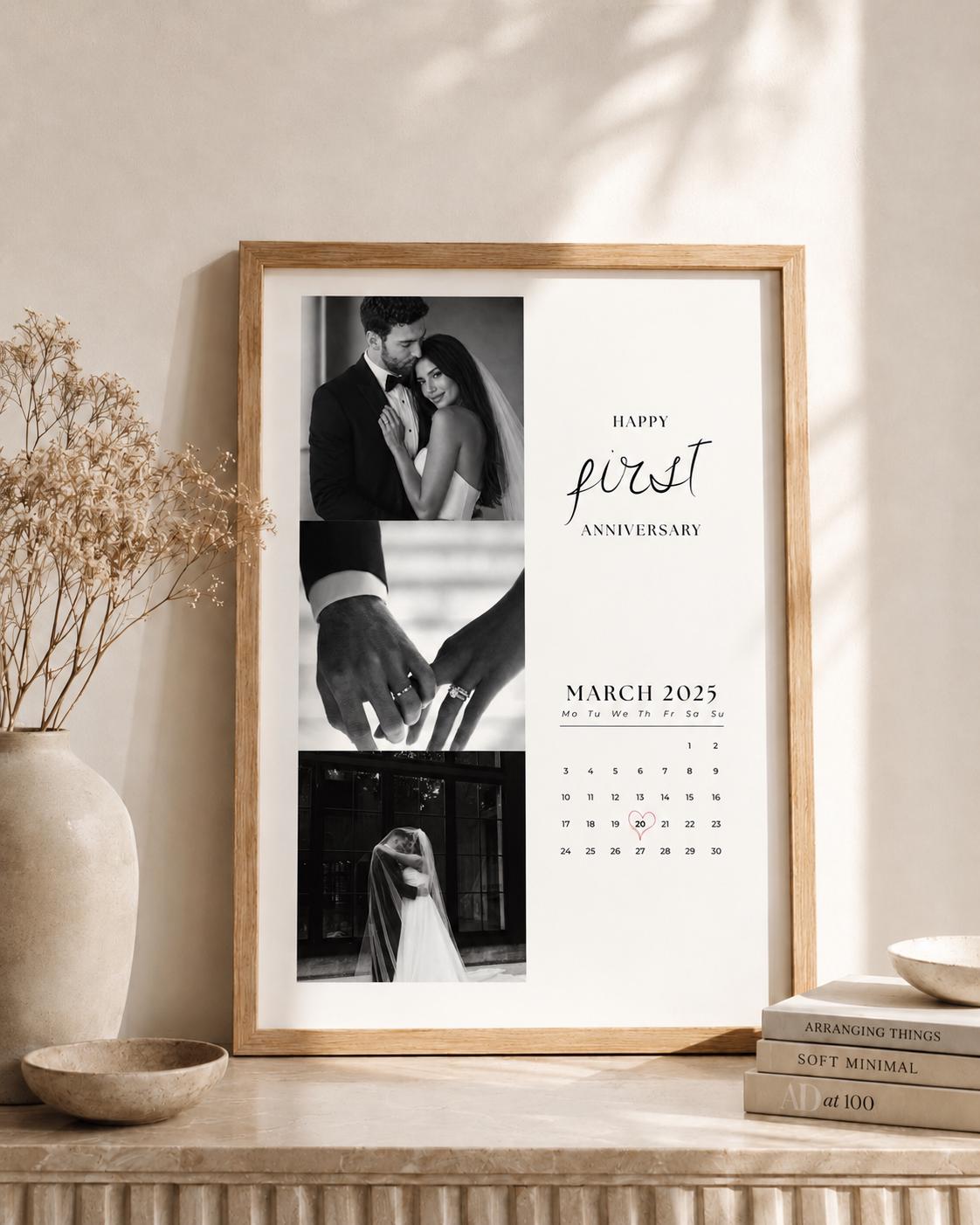 Personalised First Anniversary Calendar Print