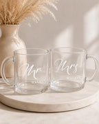 Personalised Mr & Mrs Glass Mug Set