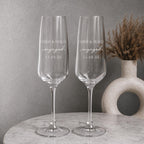 Personalised engagement champagne flutes with names and date