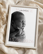 Personalised Baby Name & Birth Date Photo Print