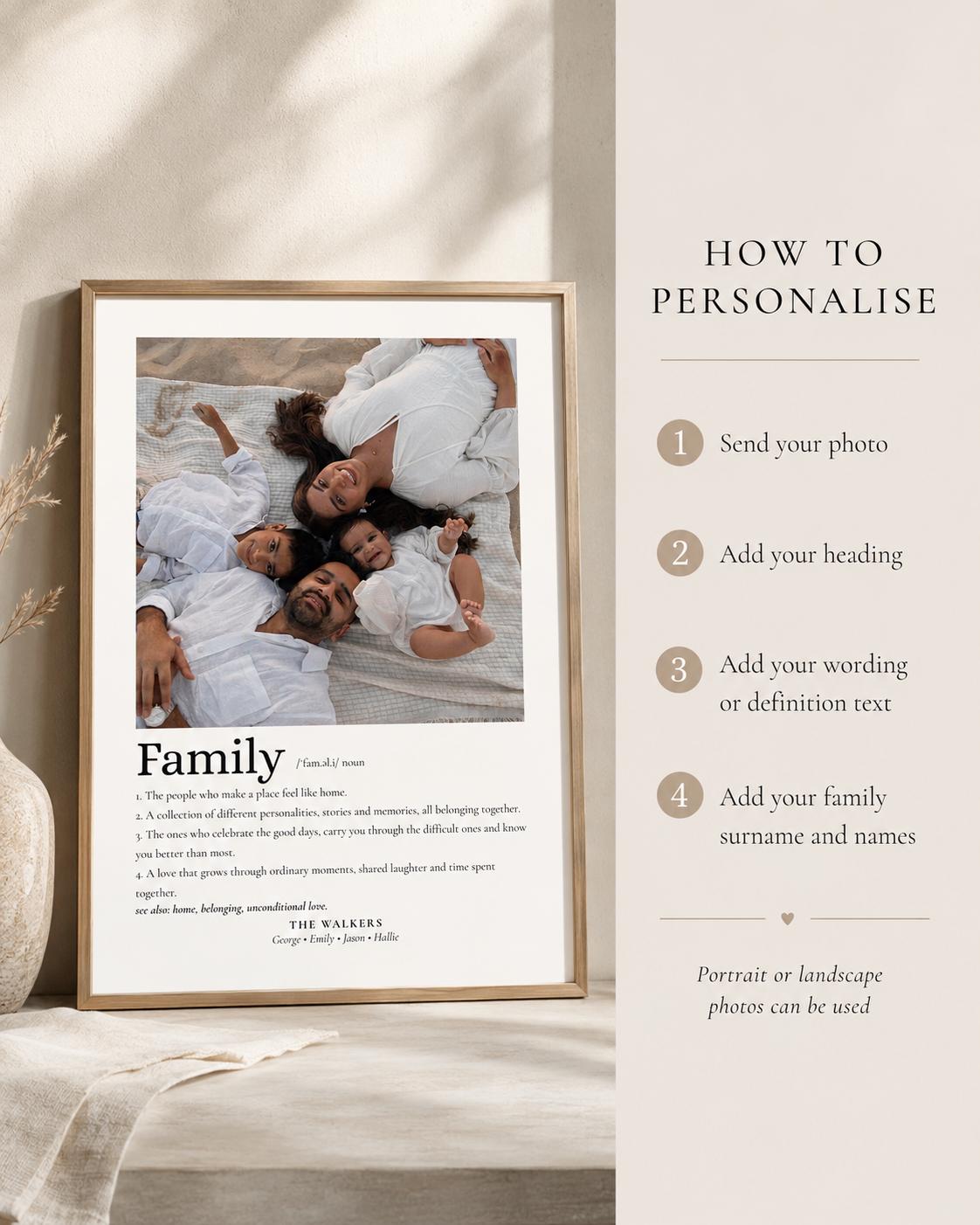 Personalised Family Definition Print