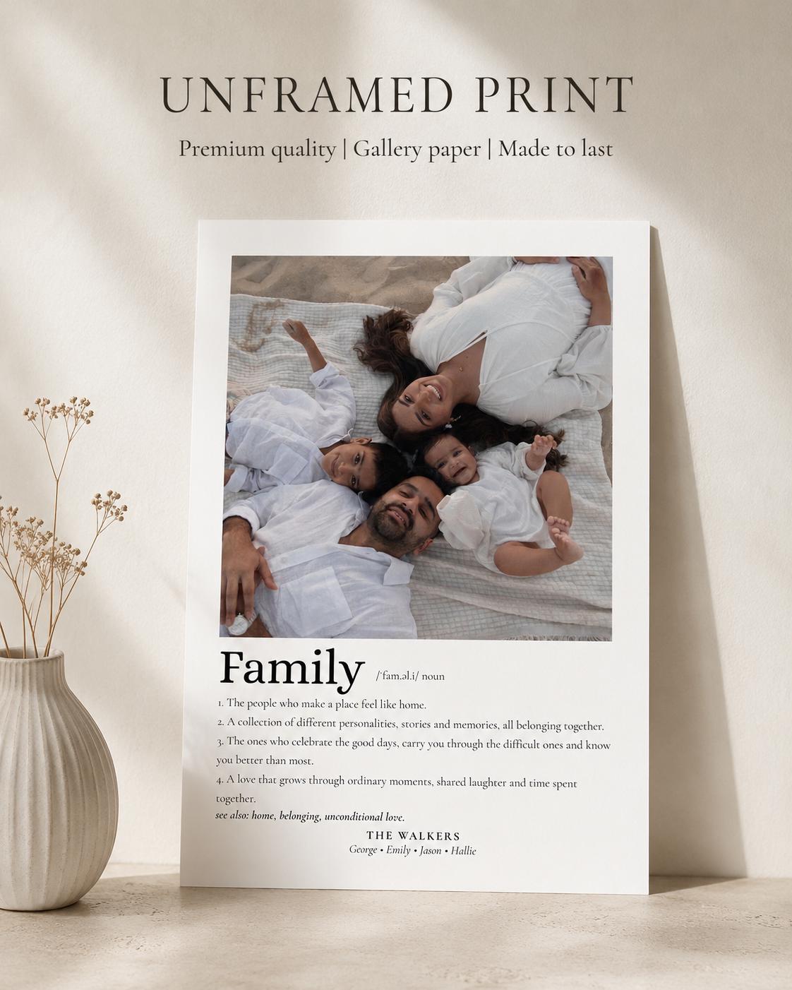 Personalised Family Definition Print