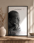 Personalised Baby Name & Birth Date Photo Print