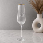 Gold Rim Mr & Mrs Champagne Flutes – Personalised Wedding Set