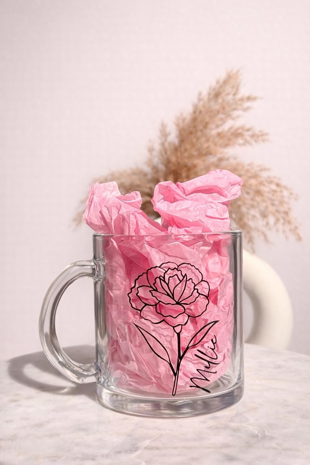 Personalised Birth Flower Glass Mug