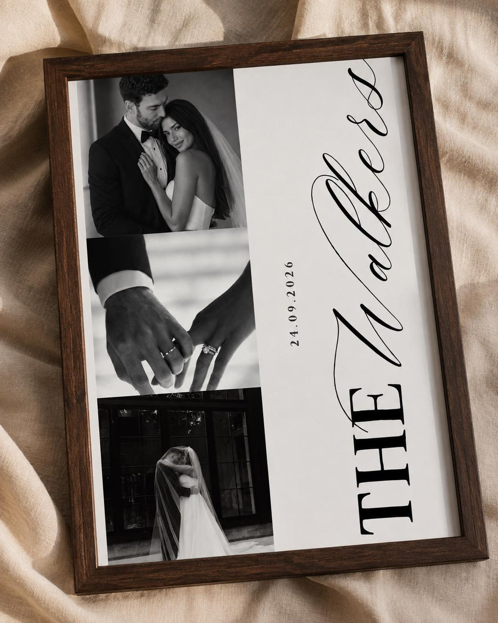 Personalised 3-Photo Wedding Collage Print