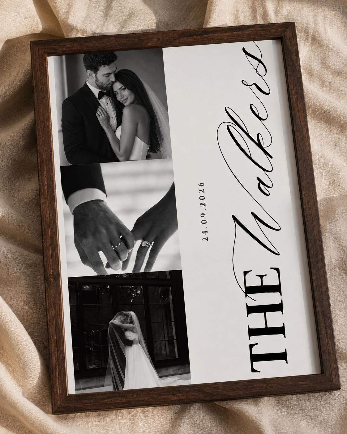 Personalised 3-Photo Wedding Collage Print