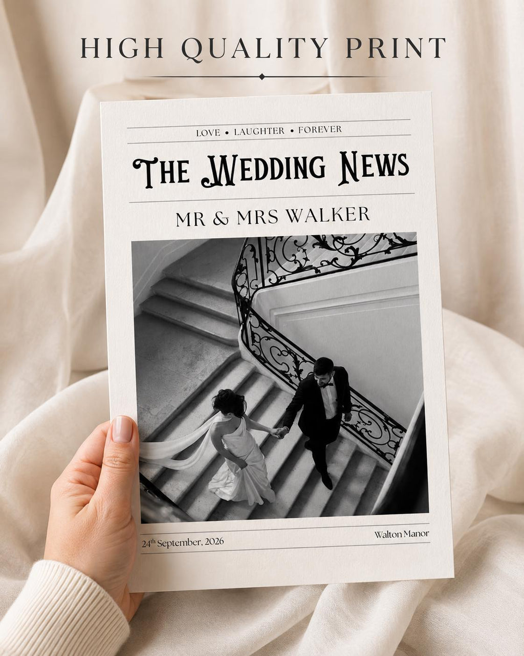 Personalised Wedding Newspaper Photo Print