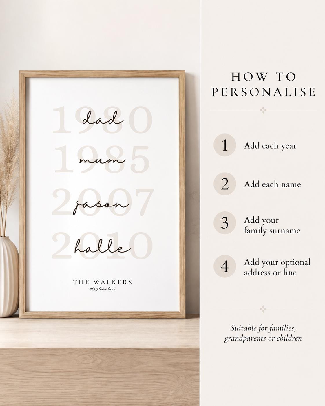 Personalised Family Dates Print
