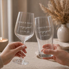 Personalised Engagement Wine & Beer Glass Set