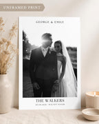 Personalised Black & White Wedding Photo Print