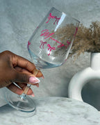 Personalised Mummy Wine Glass with Pink Bow