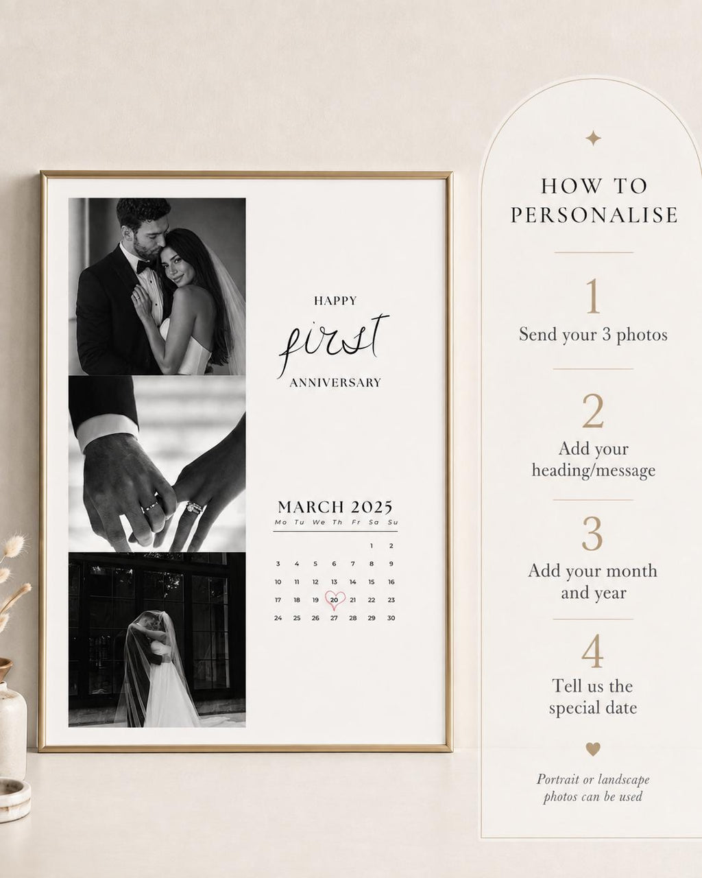 Personalised First Anniversary Calendar Print