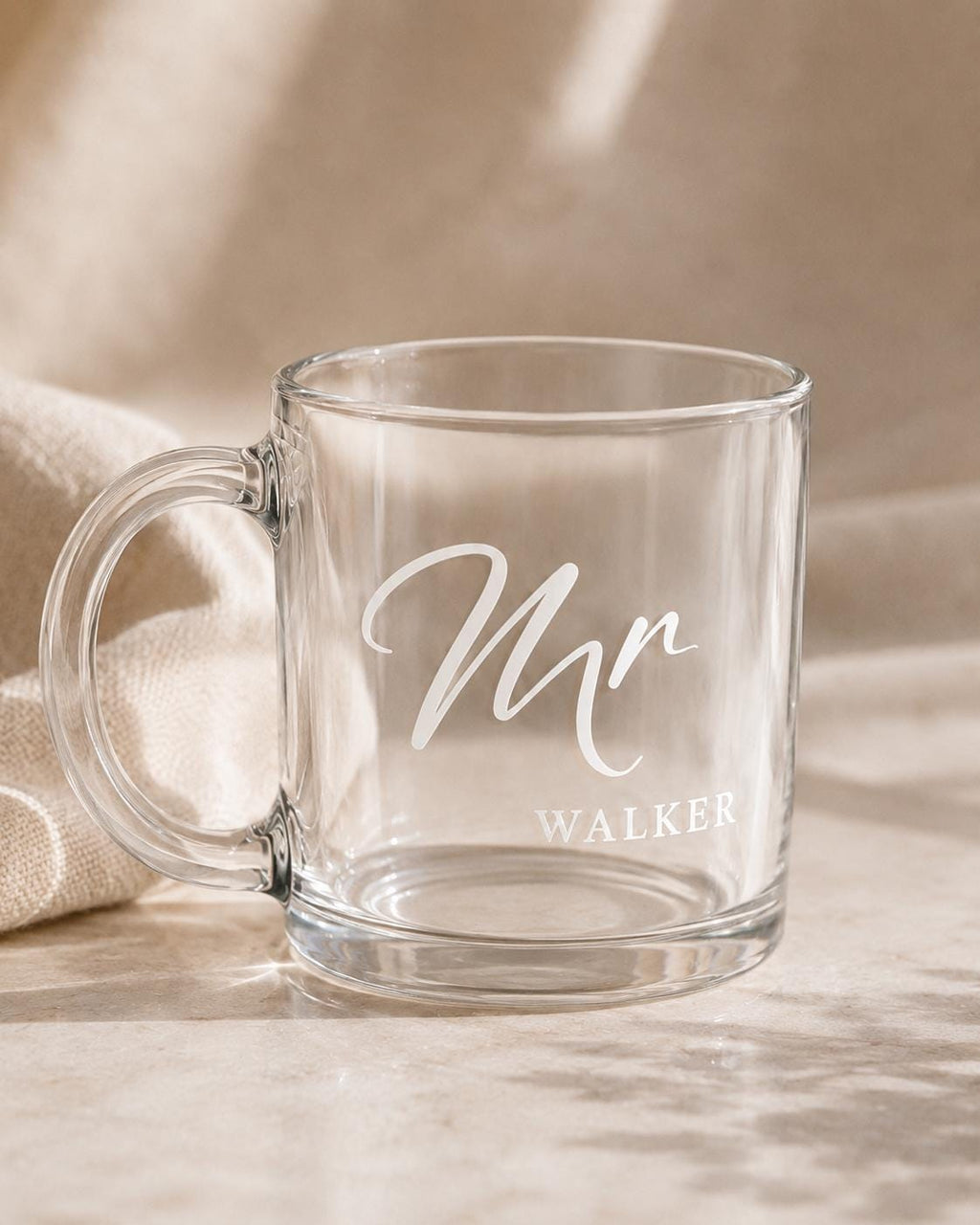 Personalised Mr & Mrs Glass Mug Set