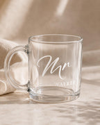 Personalised Mr & Mrs Glass Mug Set