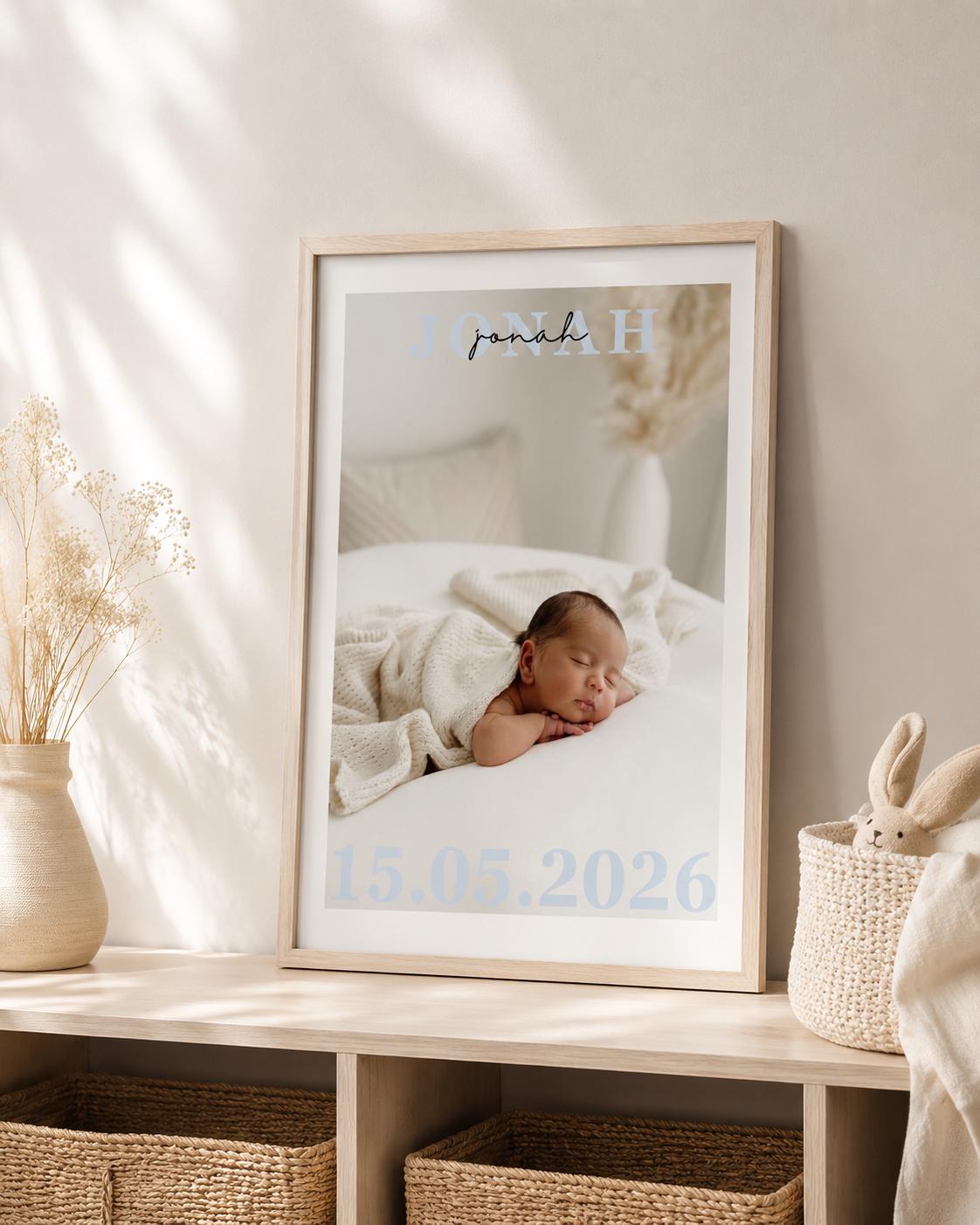 Personalised Baby Name Photo Print – Minimal Nursery
