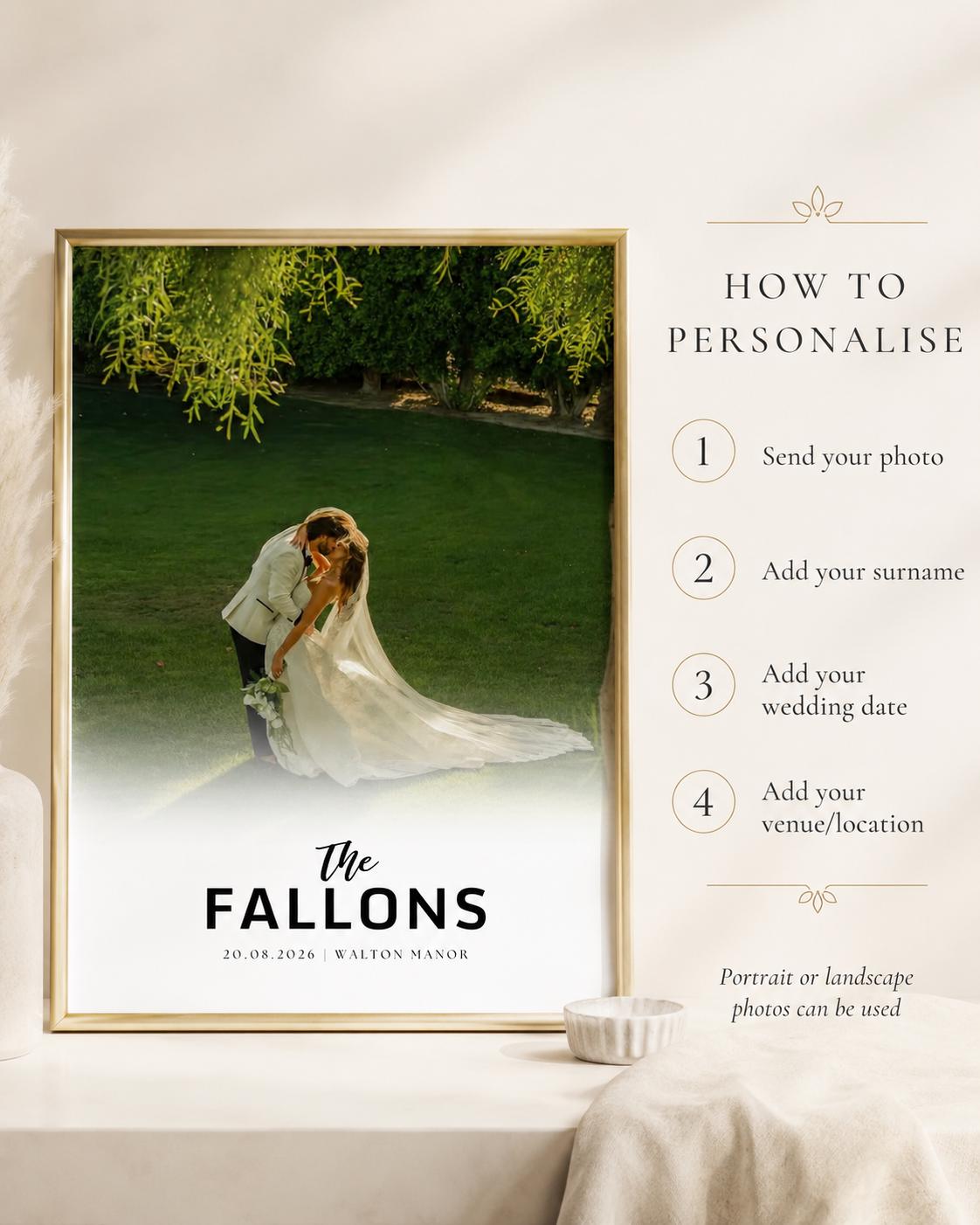 Personalised Wedding Surname Photo Print