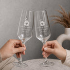 Personalised New Home Champagne Flutes – Surname & Date