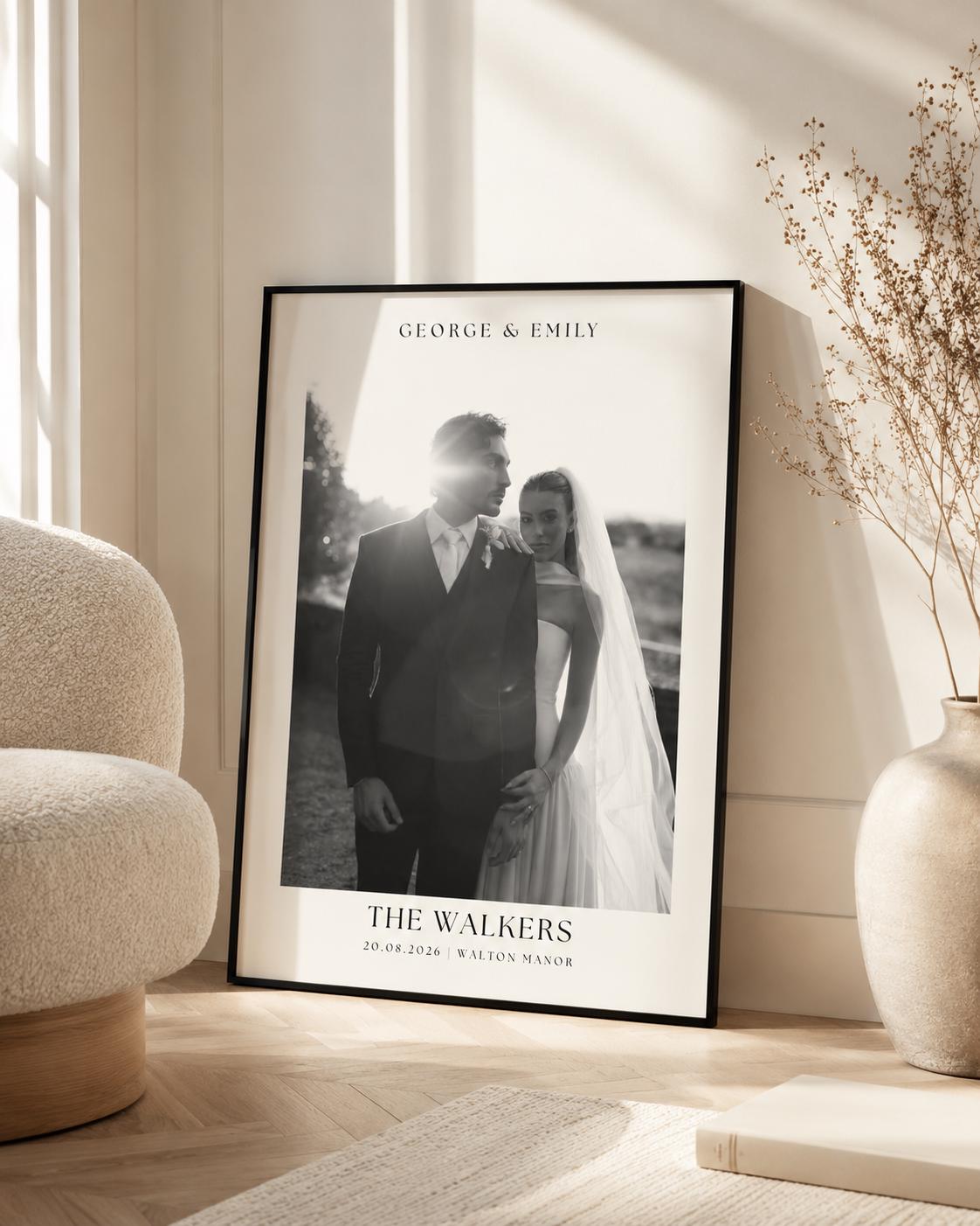 Personalised Black & White Wedding Photo Print