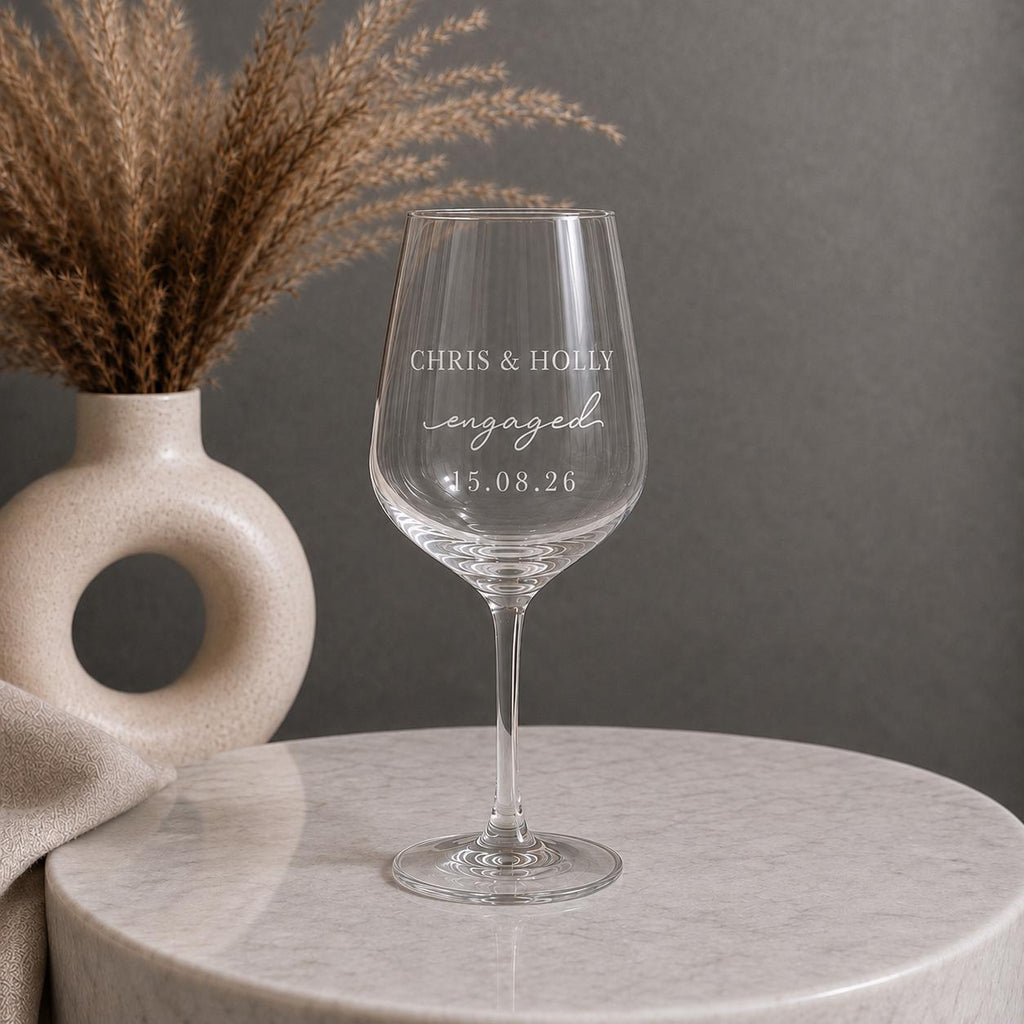 Personalised Engagement Wine & Beer Glass Set