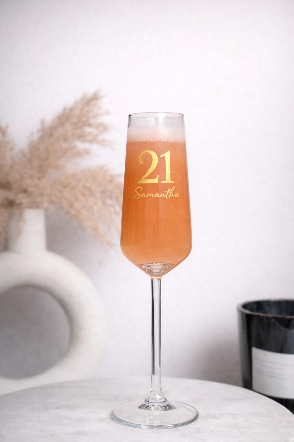 Personalised 21st Birthday Champagne Flute