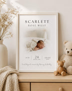 Personalised Baby Birth Stats Photo Print