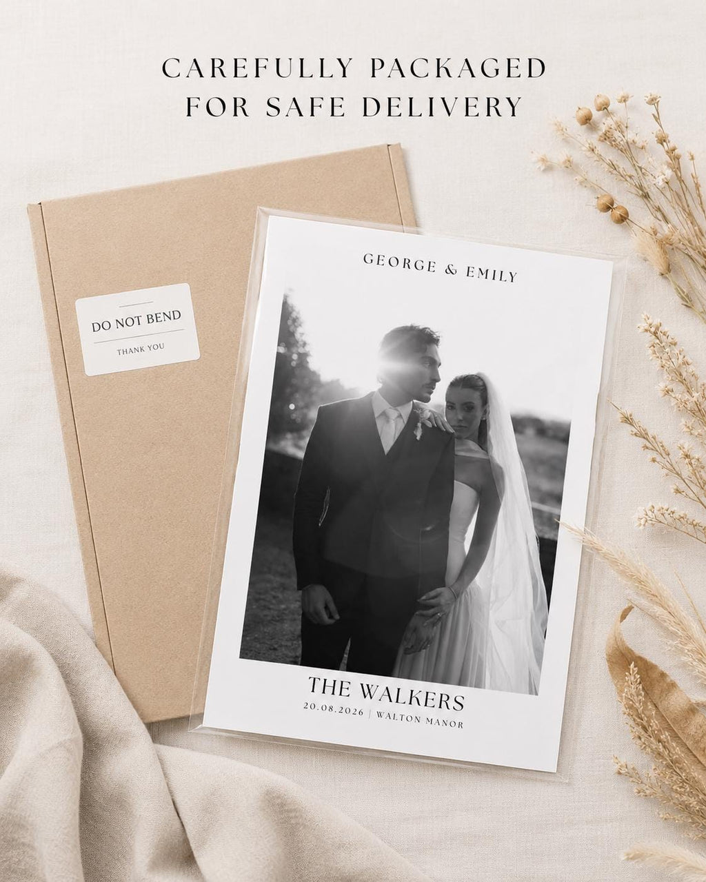 Personalised Black & White Wedding Photo Print