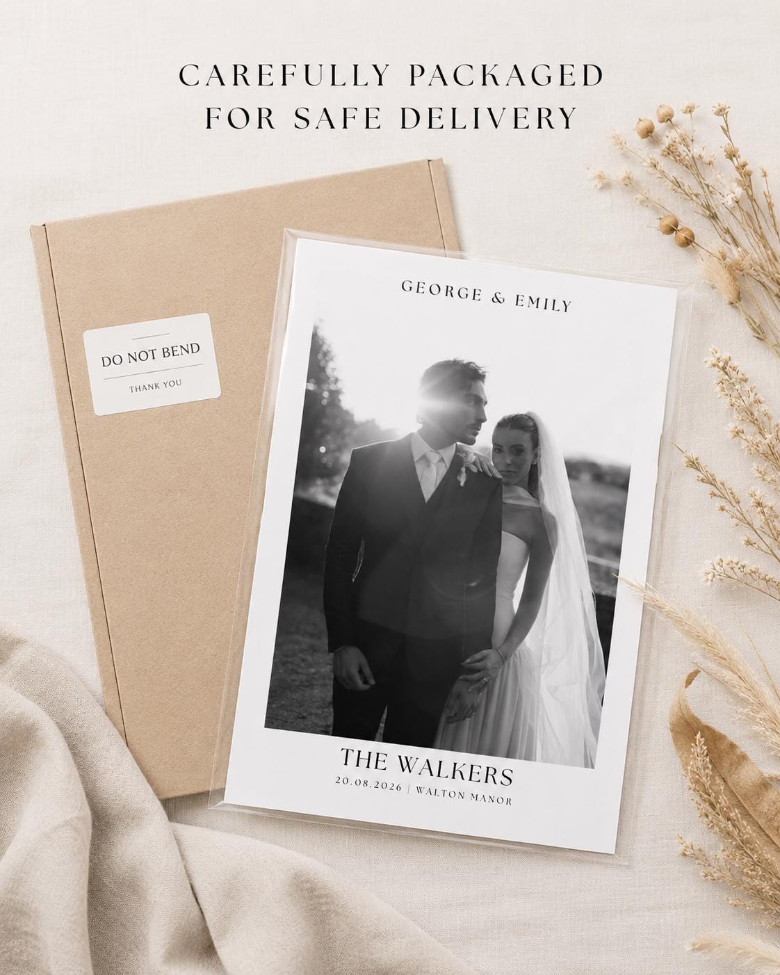 Personalised Black & White Wedding Photo Print