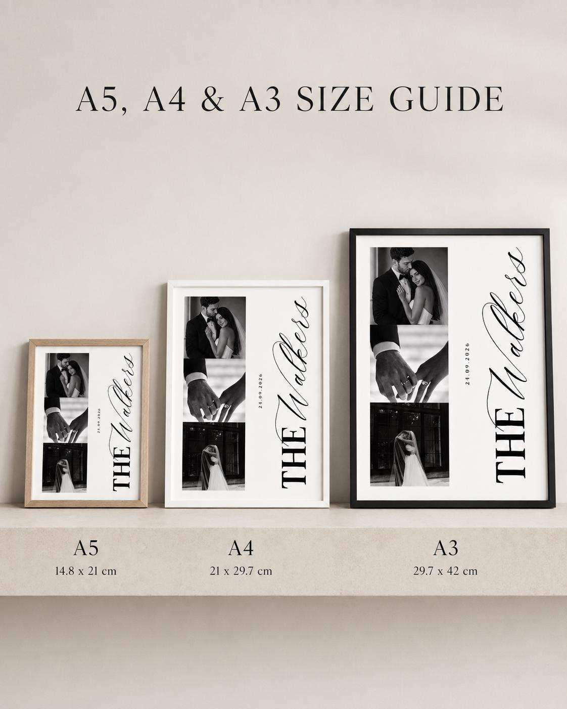 Personalised 3-Photo Wedding Collage Print