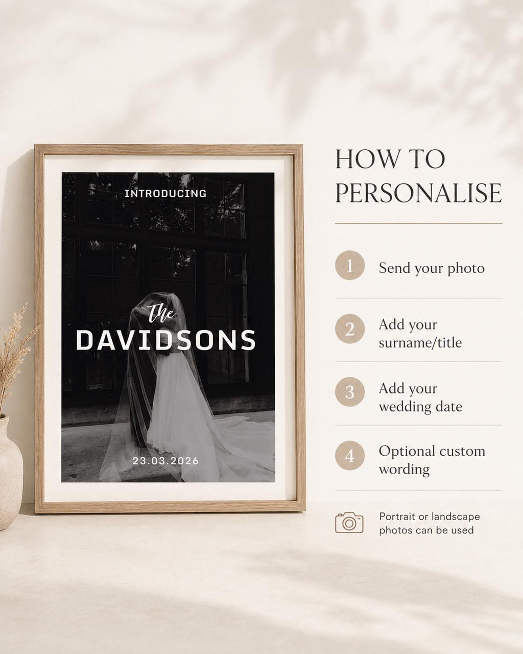 Personalised Newlywed Surname Photo Print