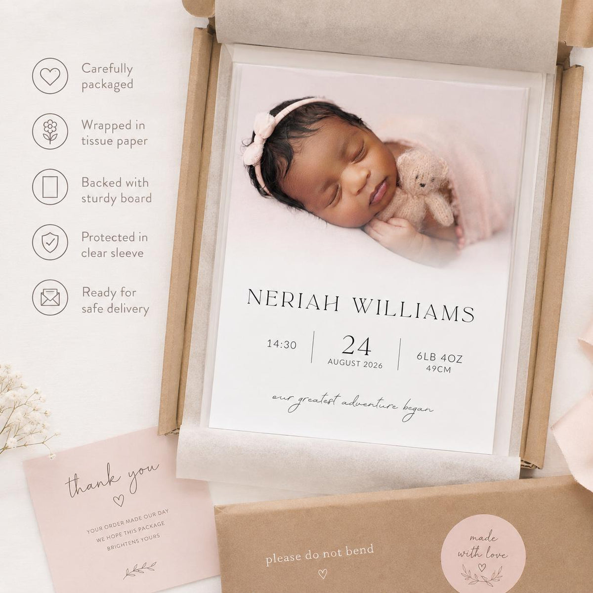 Personalised Baby Birth Details Print