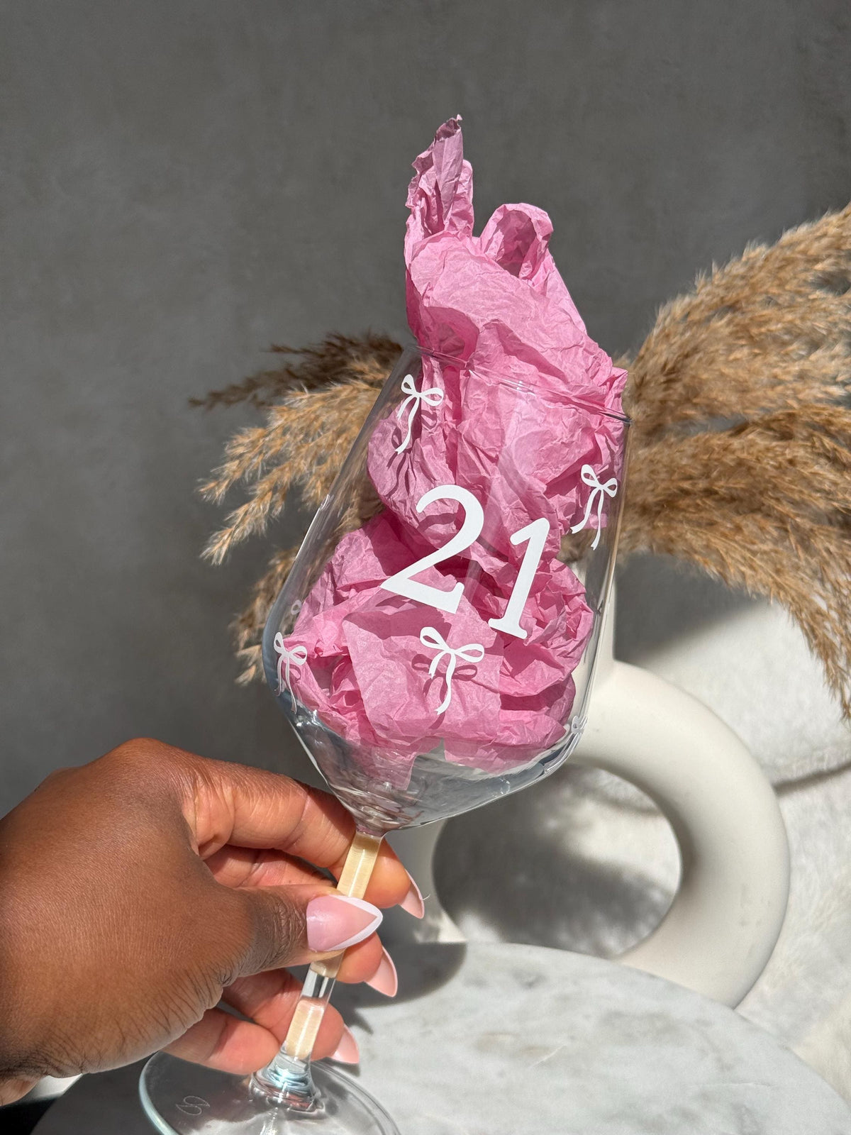 Bow Milestone Birthday Wine Glass