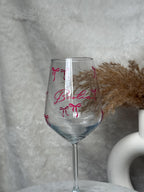 Personalised Bestie Wine Glass with Pink Bow