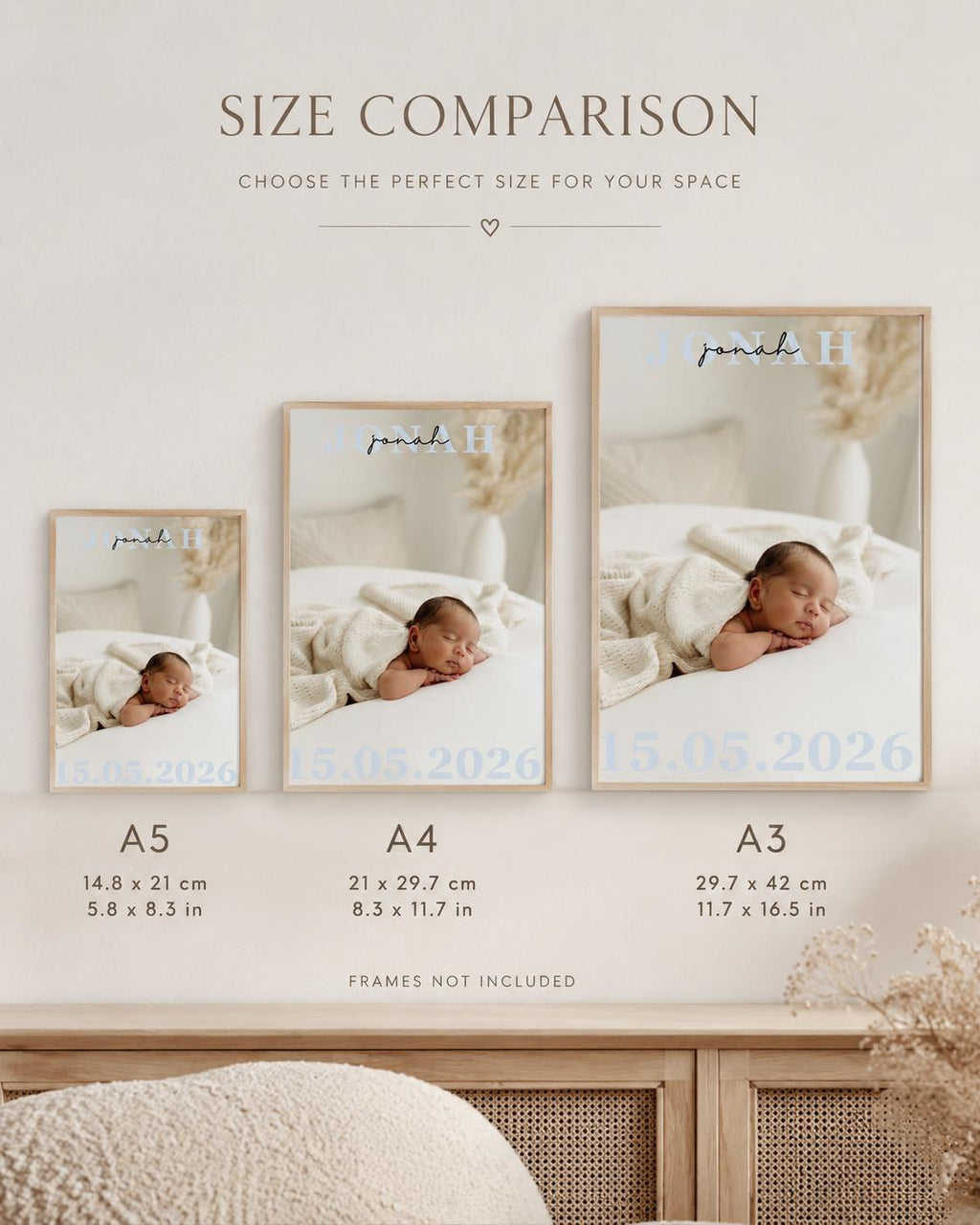 Personalised Baby Name Photo Print – Minimal Nursery