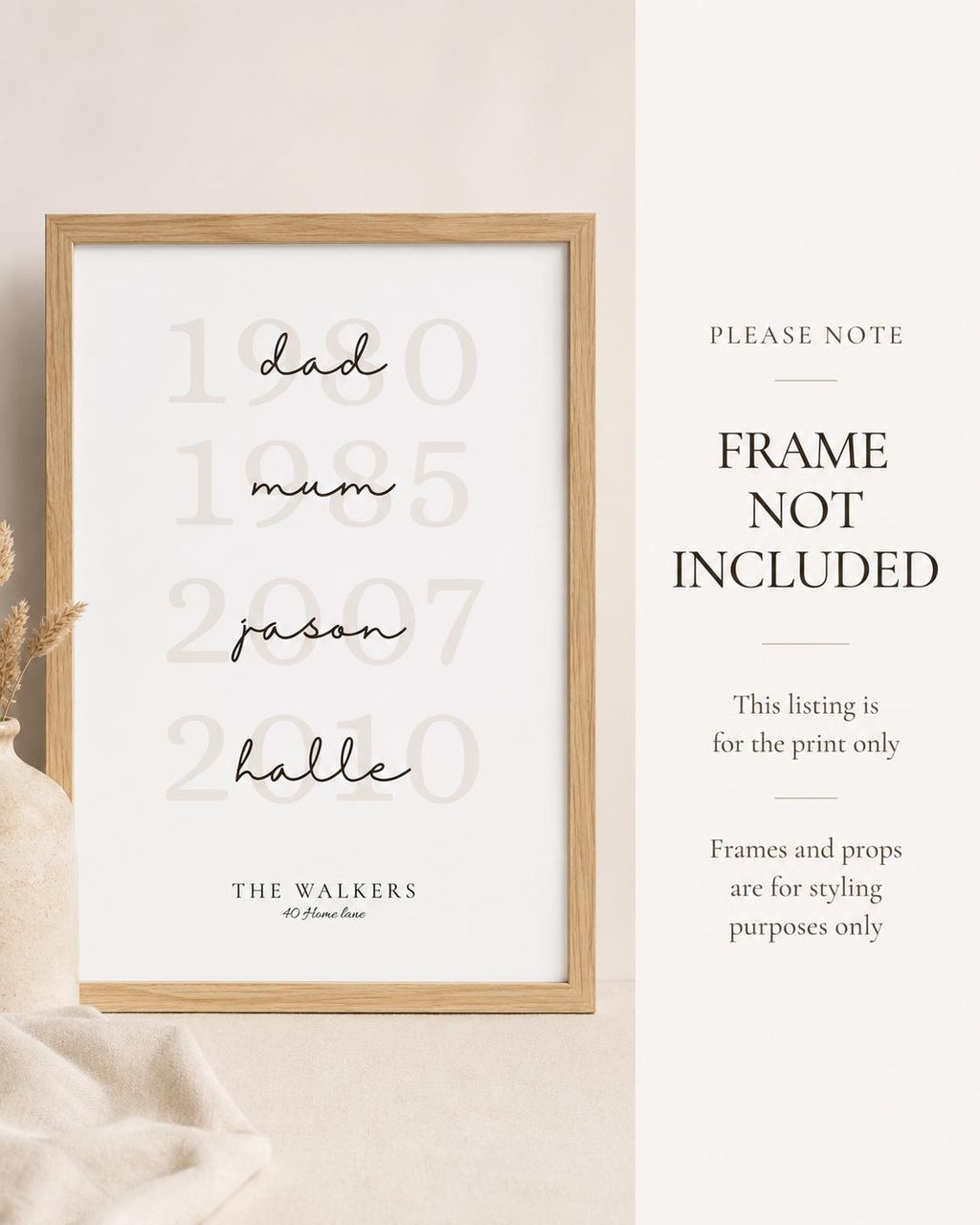 Personalised Family Dates Print