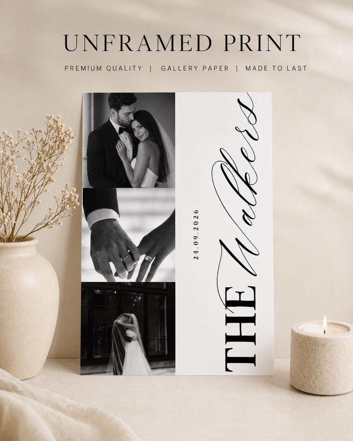 Personalised 3-Photo Wedding Collage Print
