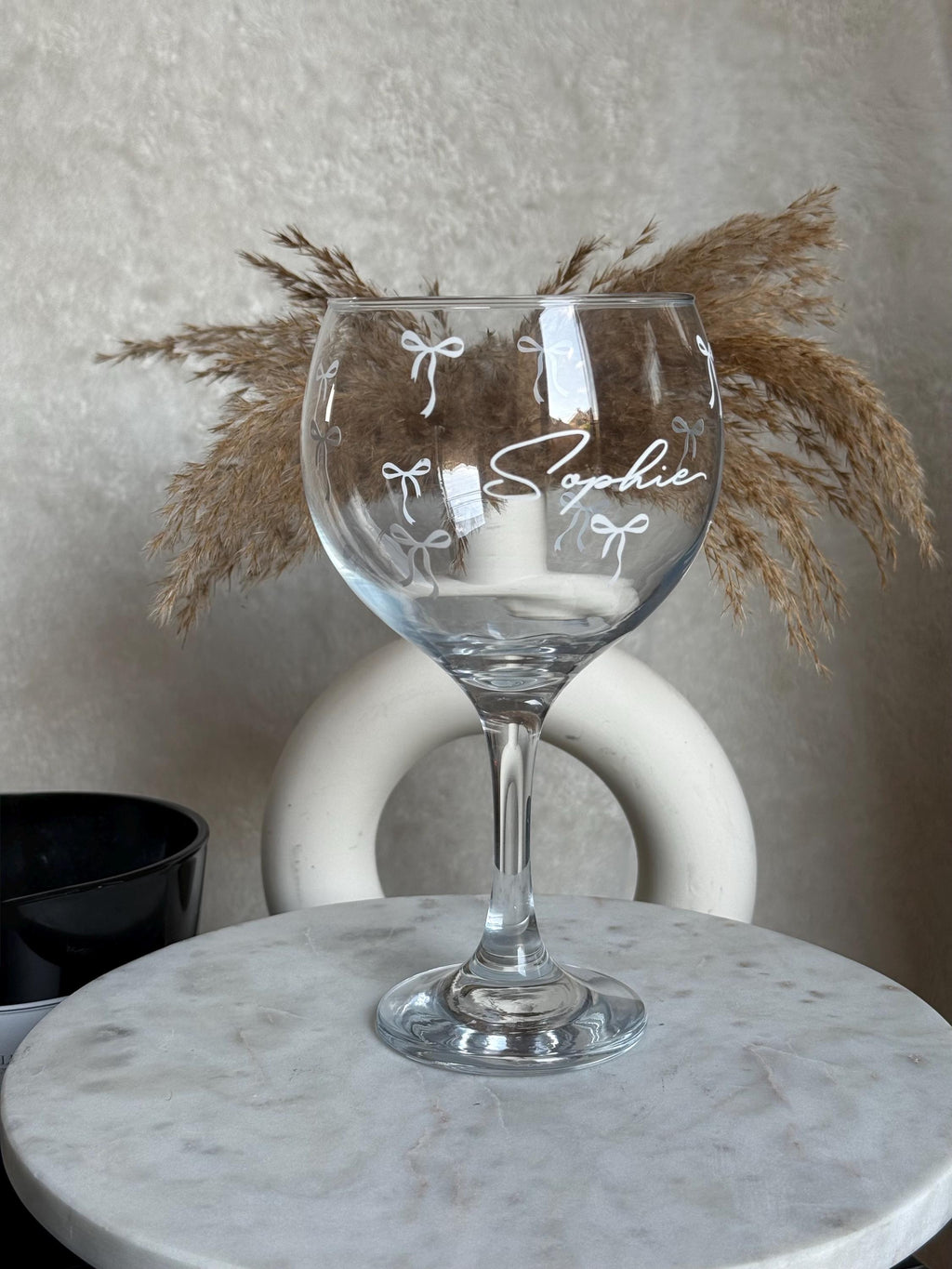 Personalised Bow Gin Glass – Custom Name