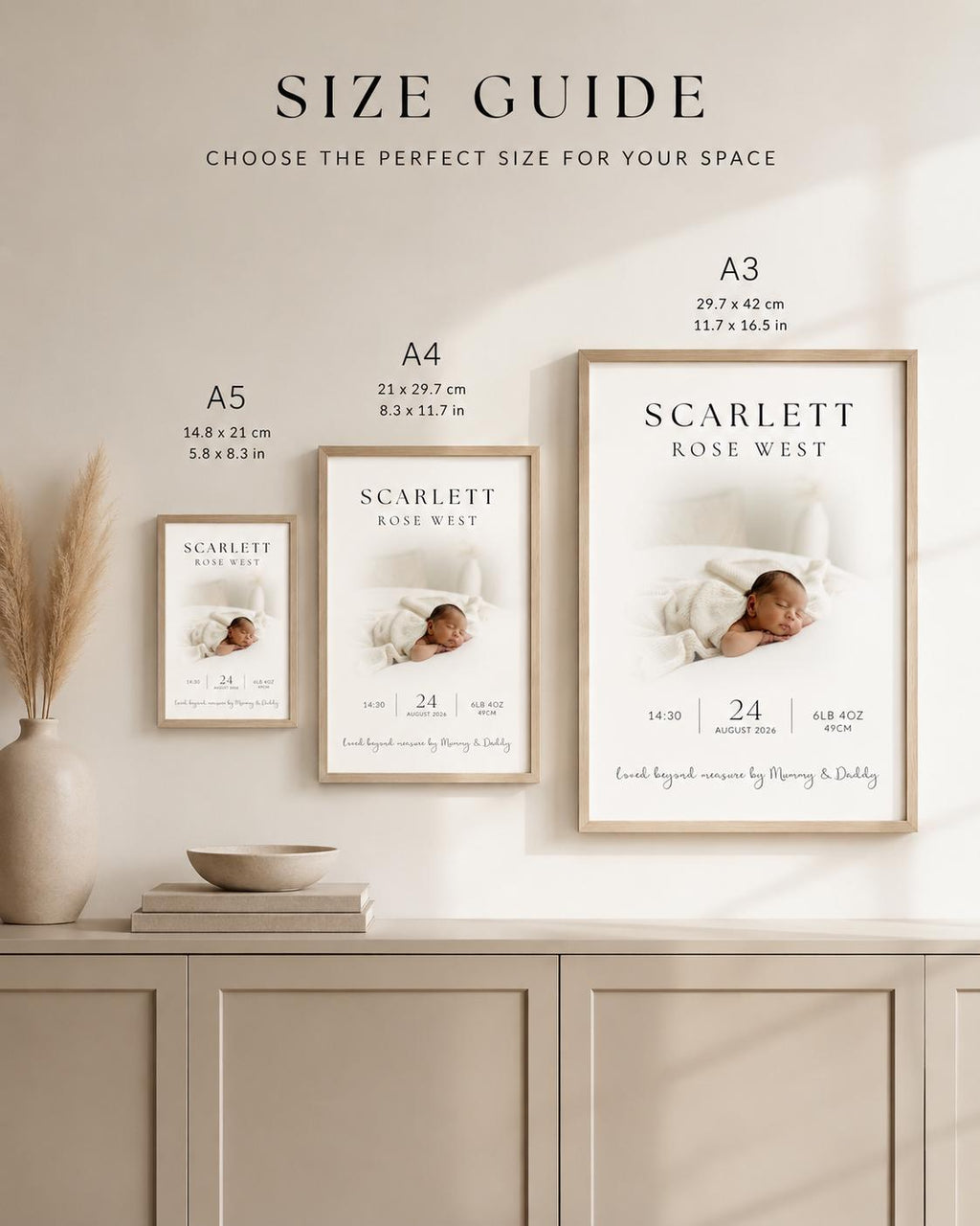 Personalised Baby Birth Stats Photo Print