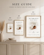 Personalised Baby Birth Stats Photo Print