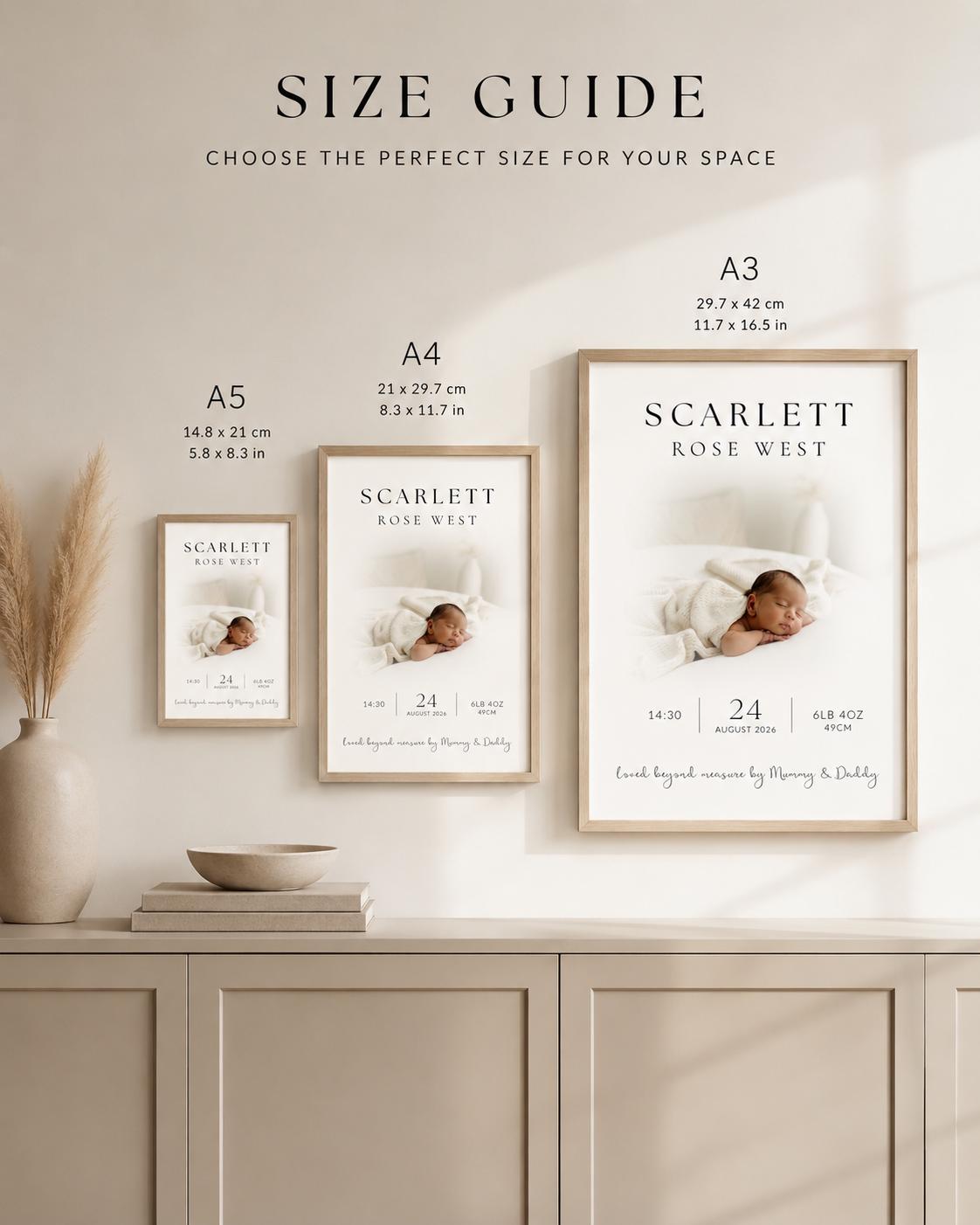 Personalised Baby Birth Stats Photo Print