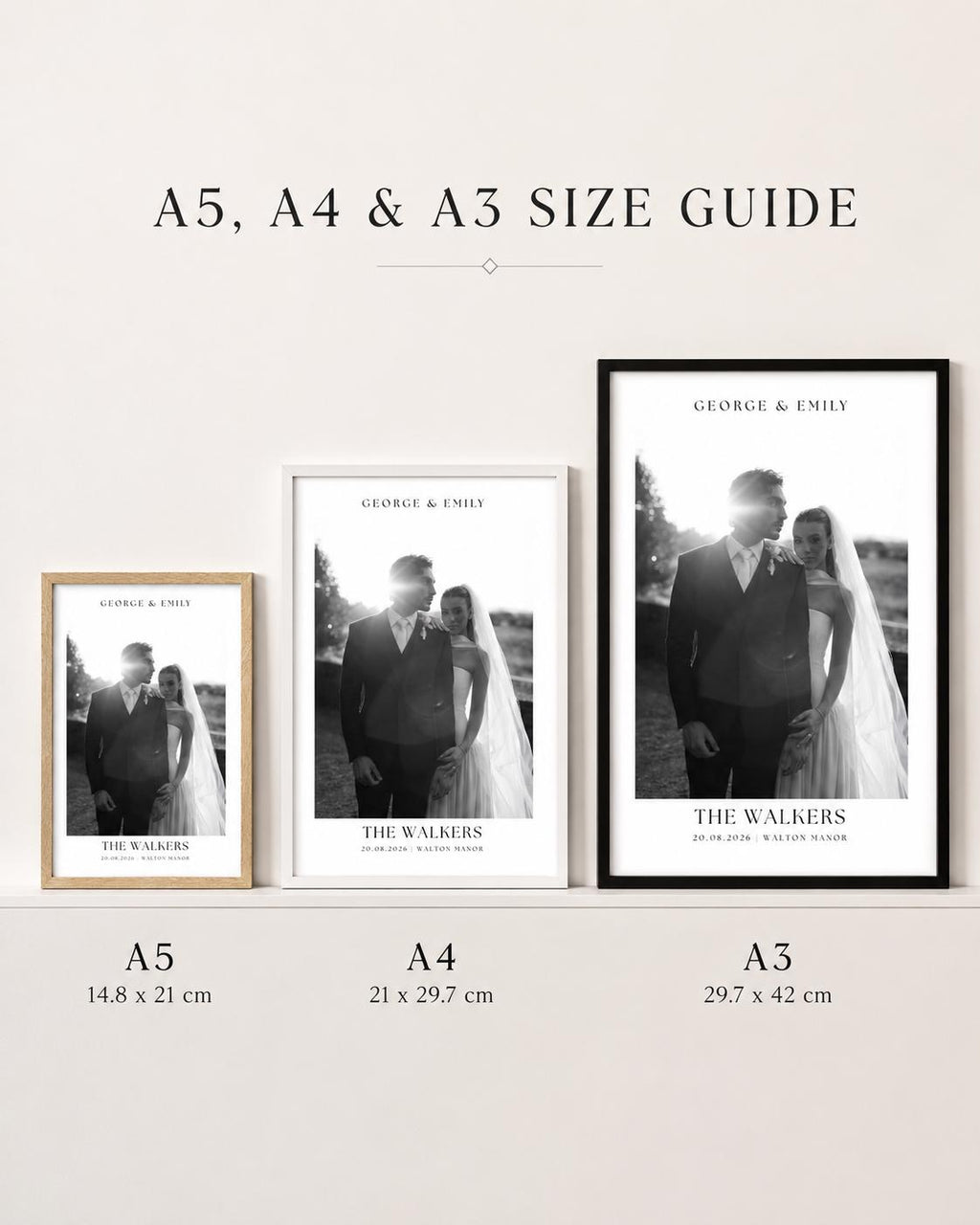 Personalised Black & White Wedding Photo Print