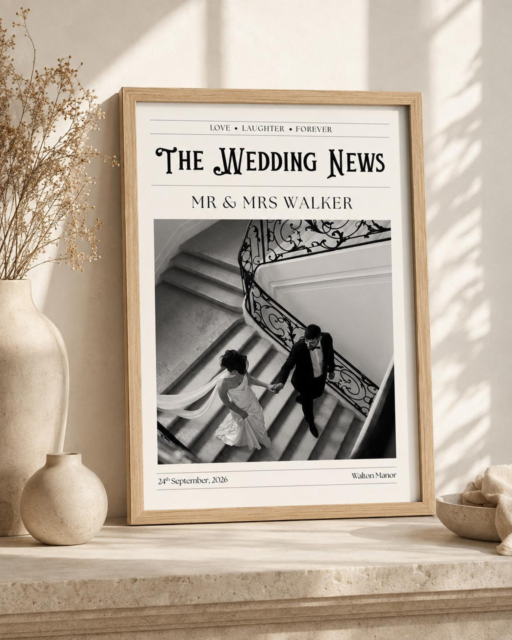 Personalised Wedding Newspaper Photo Print