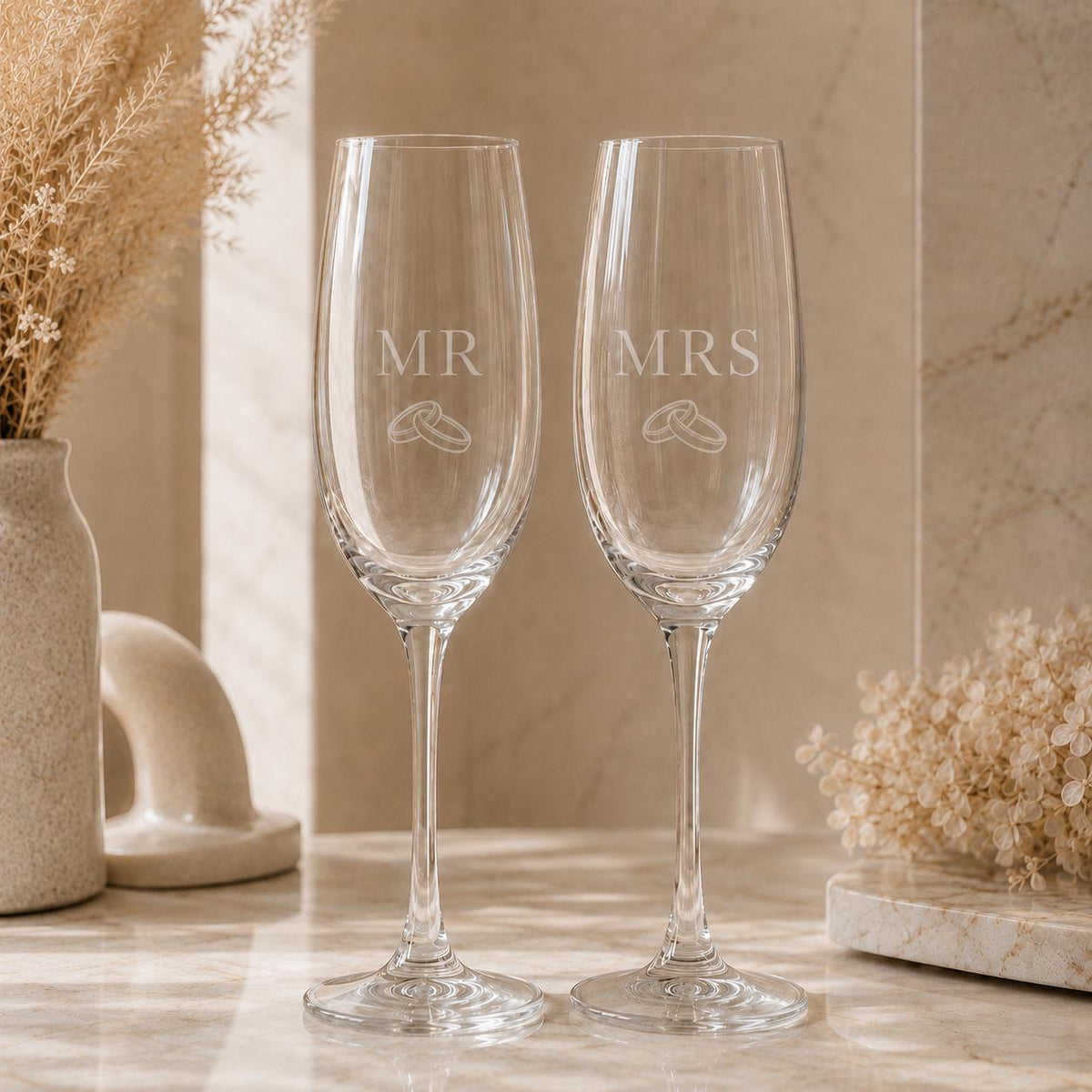 Personalised Mr & Mrs Champagne Flute Set