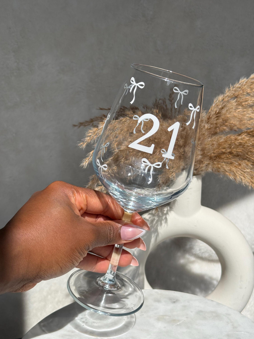 Bow Milestone Birthday Wine Glass