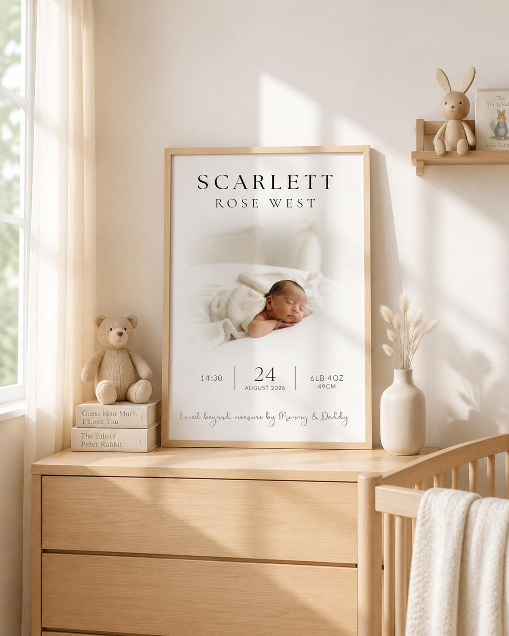 Personalised Baby Birth Stats Photo Print