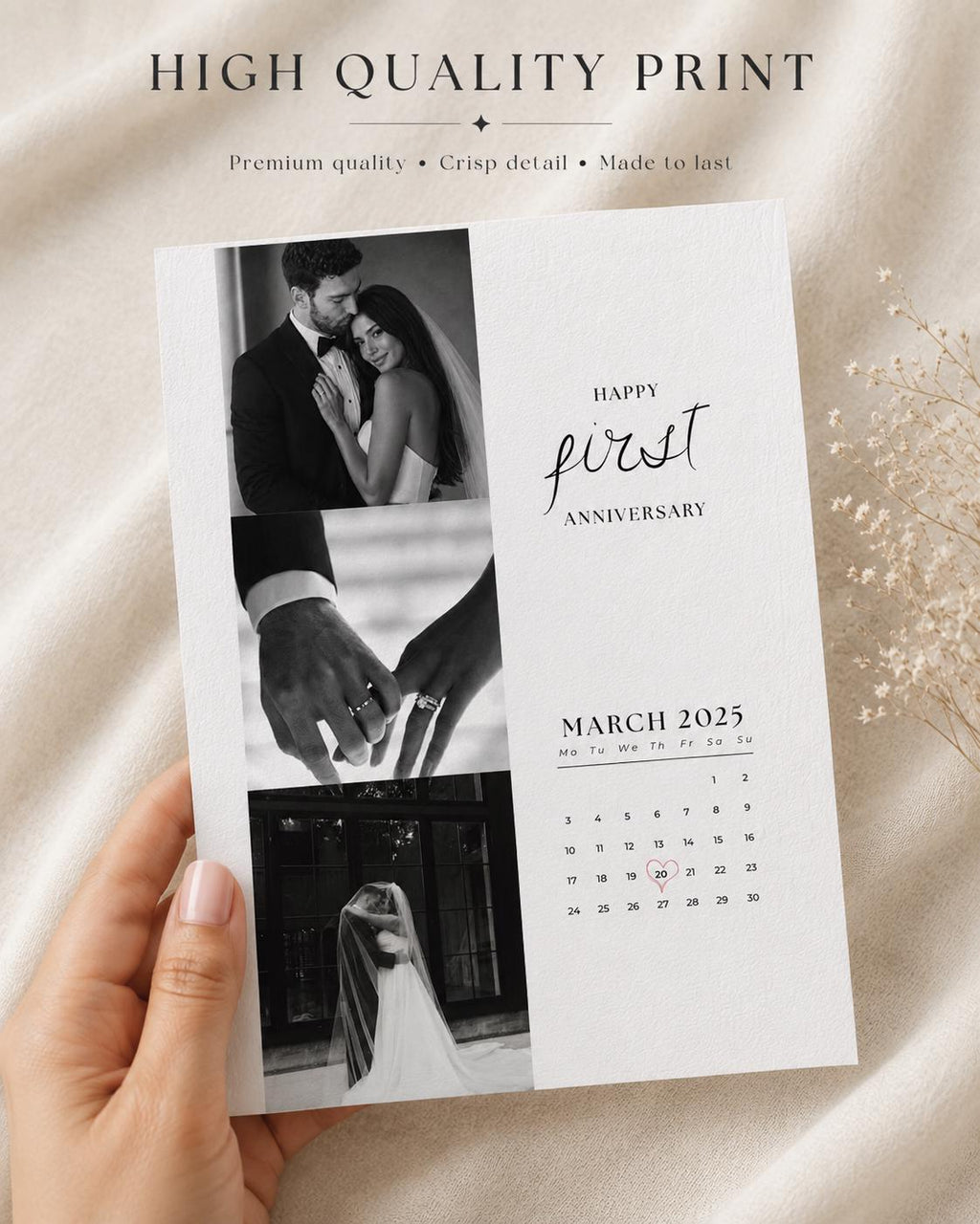 Personalised First Anniversary Calendar Print