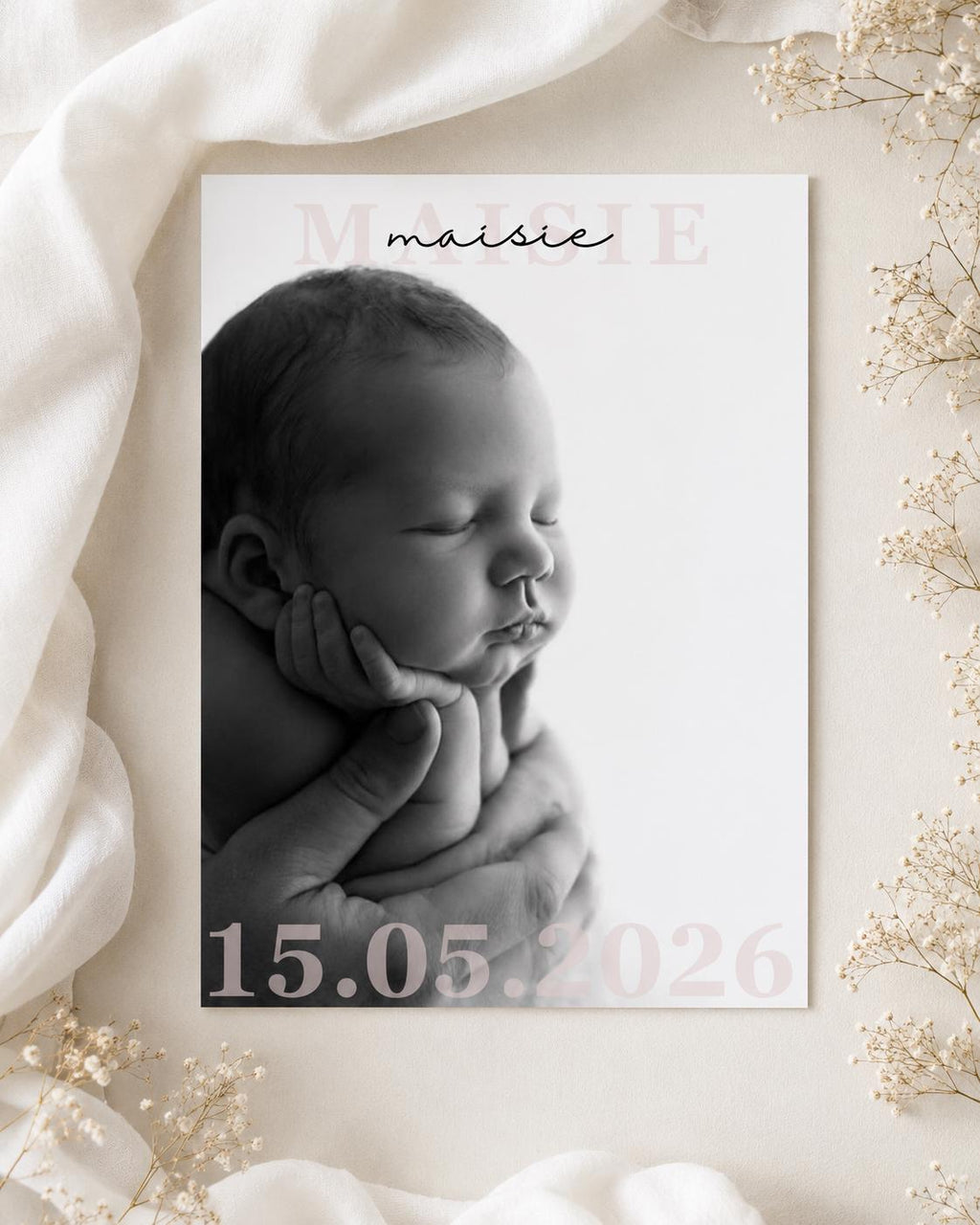 Personalised Baby Name & Birth Date Photo Print
