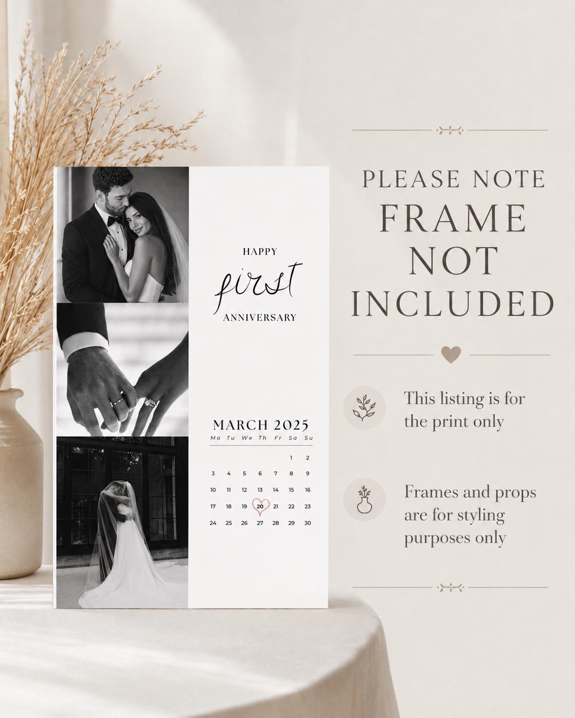 Personalised First Anniversary Calendar Print